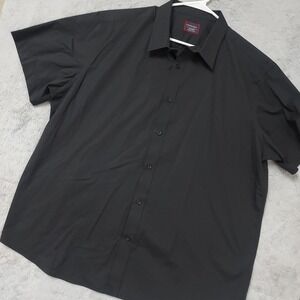 Untuckit Shirt Men XXL 2XL Coufran Black Short Sleeve Cotton Button Down Black